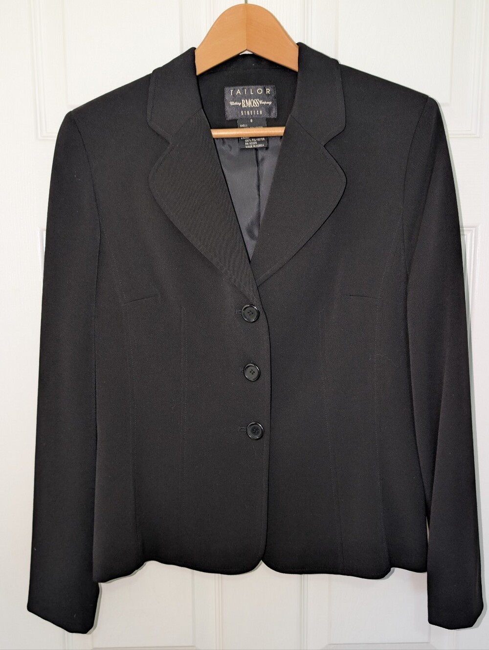 Tailor B. Moss Black Suit Jacket Size 8